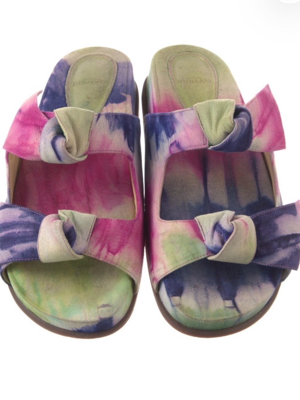 Alexandre Birman Tie-Dye Suede Slide Sandals - Pink, Green, Purple